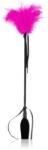 Secret play Riding Crop Black bőr ostor toll cirógatóval Fuchsia 52 cm