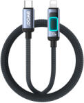 BWOO Lightning BWOO X324CL fonott gyors töltőkábel fénykijelzővel PD 27W USB-C - fekete