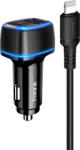 KAKU Shengyu Autós szivargyújtós töltő 2x USB 2.8A + Lightning kábel fekete