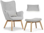 Sofotel Skandináv stílusú szárnyas szék lábtartóval, világosszürke - Sofotel (TE2041)