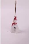 Iris kerámia csengő hóember, mikulás sapkában, fehér 12 cm (136600)