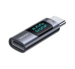 USAMS adapter (Type-C aljzat - Type-C, 100W, adatátvitel és töltés, LED kijelző) SÖTÉTSZÜRKE (SJ682TC01) (SJ682TC01) - aqua