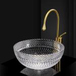 Rea Lavoar pe blat Rea Sue sticla securizata rotund 40 cm transparent lucios (5906366007118)