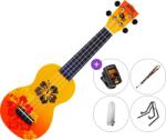 Mahalo Hibiscus SET Hibiscus Orange Burst Szoprán ukulele