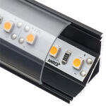 ANRO LED Profile ALP-006 Fekete - Alumínium sarok profil LED szalaghoz, íves (Átlátszó búrával) (LP202B/LP203B - LP202-TRANC)