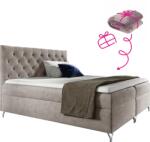 TEMPO KONDELA Boxspring ágy, 160x200, szürkésbézs Taupe Velvet szövet, GULIETTE + ajándék