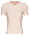 Calvin Klein Jeans Rövid ujjú pólók WOVEN LABEL RIB FITTED TEE Rózsaszín EU XL