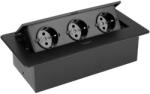 STRONG elektromos dugaszoló aljzat 3x230V, Schuko, 265x130x68 mm fekete 405248 (405248)
