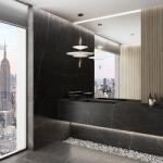 Durstone Gresie tip placa Durslab Yves Nero 3DSoft RC Rectificata Satinata 120x280 cm grosime 6 mm