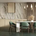 Durstone Gresie tip placa Durslab Calacata Sapphire 3DSoft RC Rectificata Satinata 120x280 cm grosime 6 mm