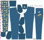 Takoy Panou cu croială 170 pentru pantaloni softshell escavator pe albastru