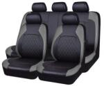 Ro Group Set Huse Scaune Auto pentru Suzuki Splash - RoGroup Roma, piele ecologica, cu fermoare pentru bancheta rabatabila, gri cu negru, 9 piese