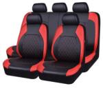 Ro Group Set Huse Scaune Auto pentru Honda Jazz - RoGroup Roma, piele ecologica, cu fermoare pentru bancheta rabatabila, rosu cu negru, 9 piese