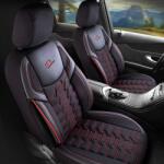 Panda Set Huse Scaune Auto pentru Alfa Romeo Giulia - Panda Berlin, negru cu cusatura rosie, 11 piese