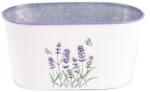 IRIS bádog kaspó ovál, levendula mintás, fehér 23 x 12 cm (081099) - oneclick