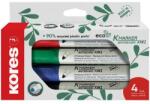 Kores Tábla- és flipchart marker készlet, kúpos, KORES Eco K-Marker, 4 különböző szín
