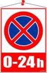  Információs tábla, 35x25 cm, 0-24h megállni tilos piktogram