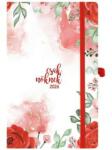 TopTimer Naptár, tervező, A5, heti, TOPTIMER, Csak Nőknek, piros virág