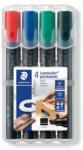 STAEDTLER Alkoholos marker készlet, 2-5 mm, vágott, STAEDTLER Lumocolor® 350, 4 különböző szín