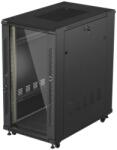 Lanberg 19 szabadon álló rack szekrény 22U/600X1000 üvegajtó, lapraszerelt, fekete (FF01-6022-12B)