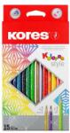 Kores Színes ceruza készlet, háromszögletű, KORES Kolores Style, 15 különböző szín