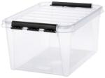 SMARTSTORE Műanyag tárolódoboz, 32 liter, fekete fogantyúkkal, SMARTSTORE Classic 31, átlátszó - oneclick