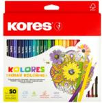 Kores Színes ceruza készlet, háromszögletű, KORES Triangular, 50 különböző szín