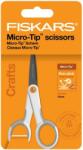 Fiskars Olló, általános, tapadásmentes, 13 cm, FISKARS MicroTip Titanium, fehér