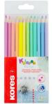 Kores Színes ceruza készlet, háromszögletű, KORES Kolores Pastel, 12 pasztell szín