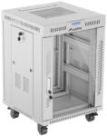 Lanberg 19 szabadon álló rack szekrény 15U/600X600 üvegajtó, lapraszerelt, LCD kijelző, szürke V2 (FF01-6615-12SL)