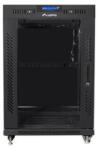 Lanberg 19 szabadon álló rack szekrény 15U/600X600 üvegajtó, lapraszerelt, LCD kijelző, fekete V2 (FF01-6615-12BL)