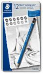 STAEDTLER Grafitceruza készlet, fém doboz, hatszögletű, STAEDTLER Mars Lumograph 100, 12 különböző keménység