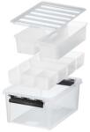 SMARTSTORE Műanyag tárolódoboz, fekete fogantyúkkal, 7 rekeszes, SMARTSTORE Classic 15, átlátszó - oneclick
