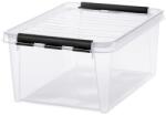 SMARTSTORE Műanyag tárolódoboz, 14 liter, fekete fogantyúkkal, SMARTSTORE Classic 15, átlátszó - oneclick