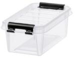 SMARTSTORE Műanyag tárolódoboz, 0, 3 liter, fekete fogantyúkkal, SMARTSTORE Classic 0, 5, átlátszó - oneclick