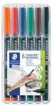 STAEDTLER Alkoholos marker készlet, OHP, 1 mm, STAEDTLER Lumocolor® 317 M, 6 különböző szín