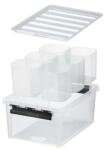 SMARTSTORE Műanyag tárolódoboz, fekete fogantyúkkal, 6 rekeszes, SMARTSTORE Classic 15, átlátszó - oneclick