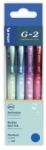 Pilot Zseléstoll készlet, 0, 32 mm, nyomógombos, PILOT G-2 Bubble, kék, 4 különböző minta