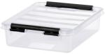 SMARTSTORE Műanyag tárolódoboz, 1 liter, fekete fogantyúkkal, SMARTSTORE Classic 1, átlátszó