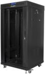 Lanberg 19 szabadon álló rack szekrény 22U/600X600 üvegajtó, lapraszerelt, LCD kijelző, fekete V2 (FF01-6622-12BL)