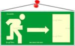  Információs tábla, 25x11, 5 cm, fluoreszkáló, utánvilágítós, Menekülési irány jobbra