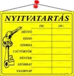  Információs tábla, 20x17, 5 cm, Nyitvatartás, sárga