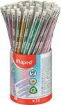 Maped Grafitceruza radírral, ceruzatartó, HB, háromszögletű, MAPED Black`Peps Glitter Deco, vegyes pasztell színek