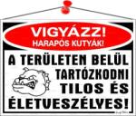  Információs tábla, 35x25 cm, Vigyázz harapós kutyák!