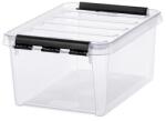 SMARTSTORE Műanyag tárolódoboz, 8 liter, fekete fogantyúkkal, SMARTSTORE "Classic 10", átlátszó (CSDSMART30) - irodaoutlet