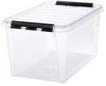 SMARTSTORE Műanyag tárolódoboz, 47 liter, fekete fogantyúkkal, SMARTSTORE "Classic 45", átlátszó (CSDSMART40) - irodaoutlet