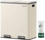 SONGMICS Fém pedálos soft close szemetes, 15 db szemeteszsákkal, felhőfehér (LTB060A01)