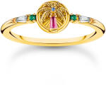 Thomas Sabo TR2457-488-7-54 Gold-plated ring w. palm tree and coloured stones , női