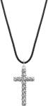 Rebel & Rose NL028-S-70 Studded Cross Black Unisex Necklace 70cm, unisex