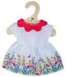Bigjigs Toys Rochie florala alba cu guler rosu pentru papusa de 34 cm (DDBJD543)